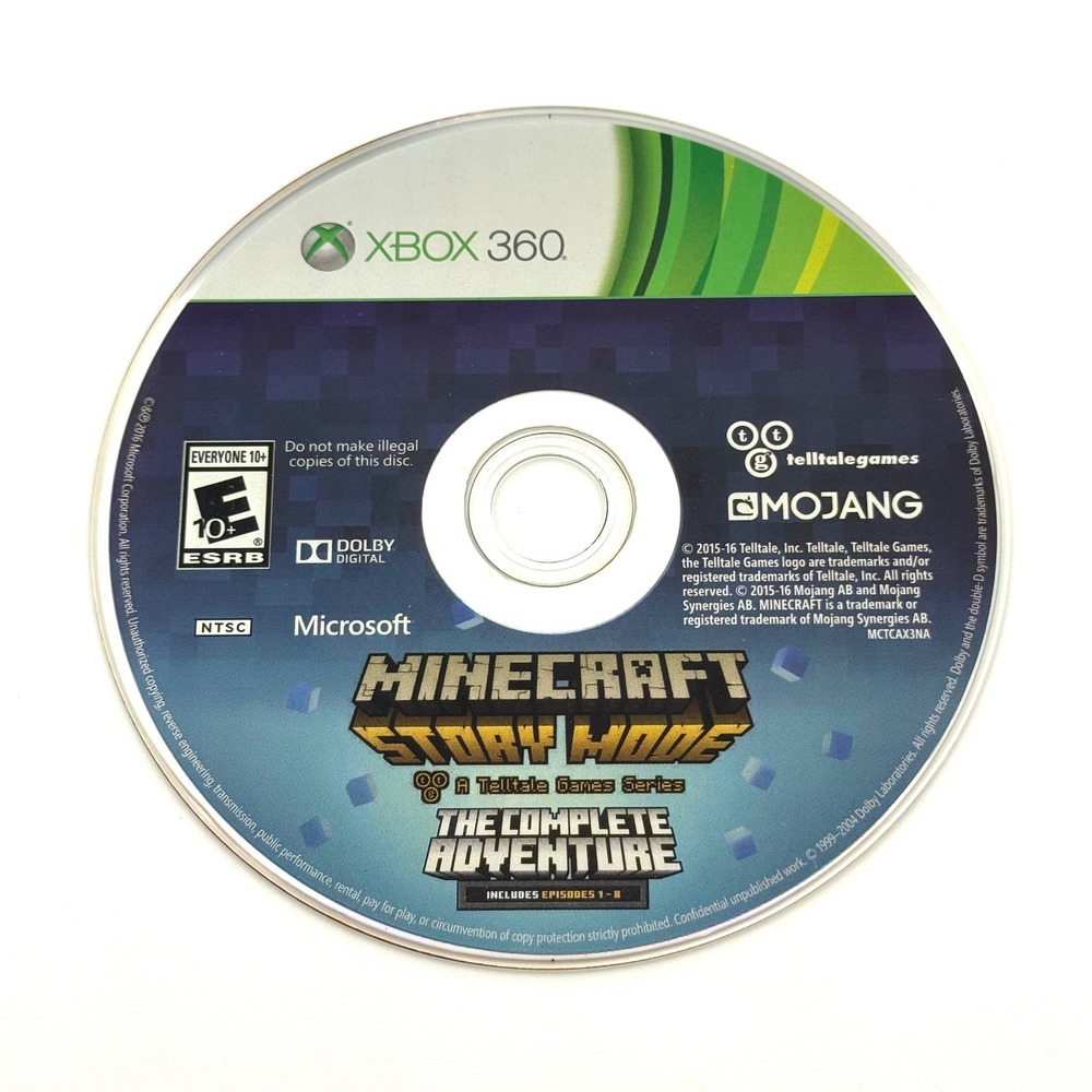 Minecraft Story Mode Complete Adventure Xbox 360 Disc Only Tested